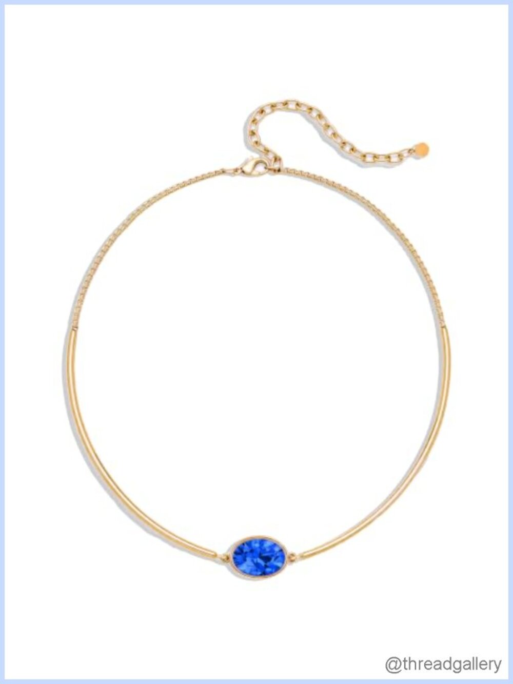Gold Tone Oval Stone Collar Choker Necklace Women Lobster Clasp